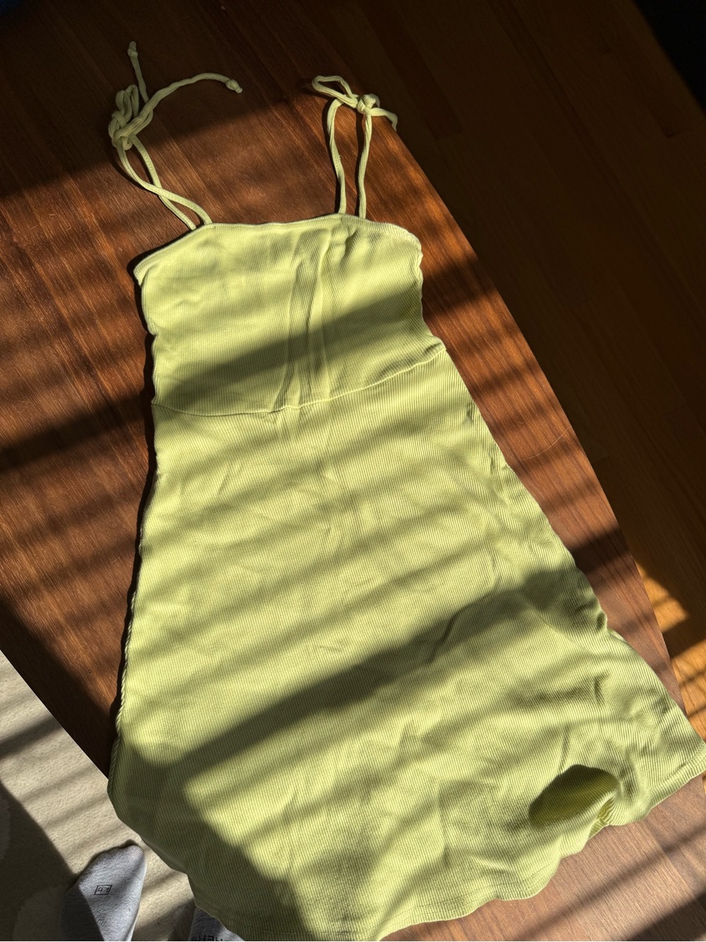 Nasty Gal Ribbed Lime-Green Dress